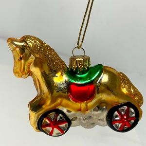 KREBS gold toy horse Christmas ornament